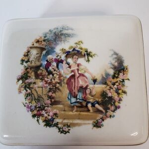 Vintage Lord Nelson Pottery Porcelain Renaissance Trinket Box Dresser Decor